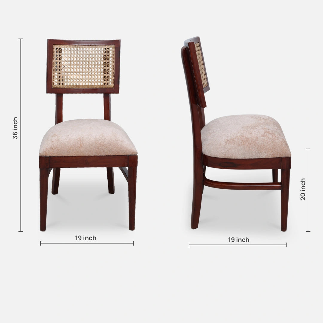 Tessaro Teak Wood Dining Chair (Brown) dimensions image 