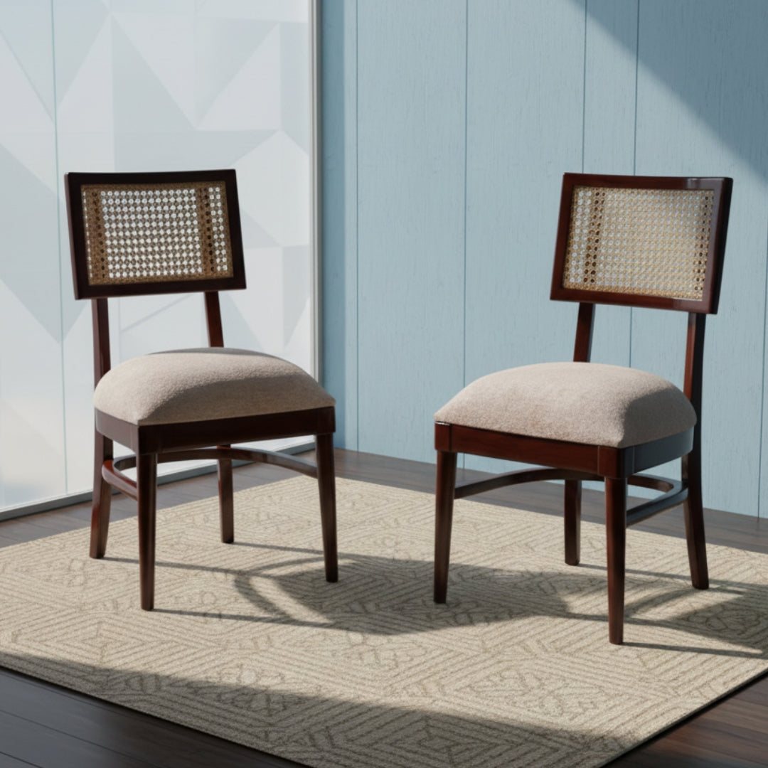 Tessaro Teak Wood Dining Chair (Brown) lifestyle view 