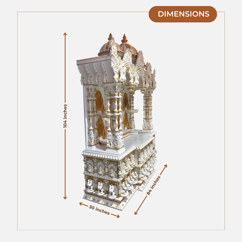 Thirumal Teak Wood Mandap (White Gold) dimensions