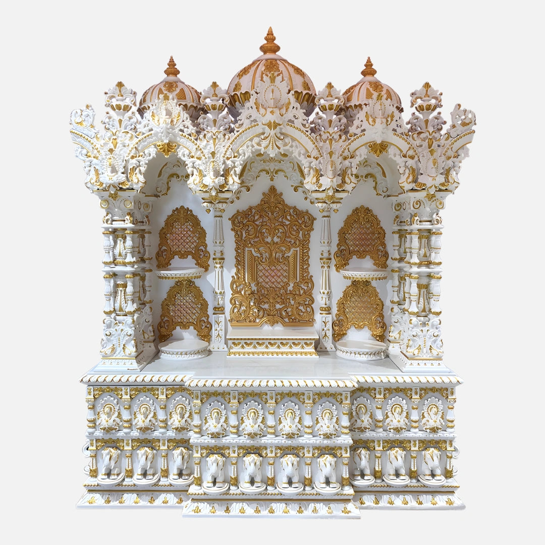  Thirumal Teak Wood Mandap (White Gold) front view