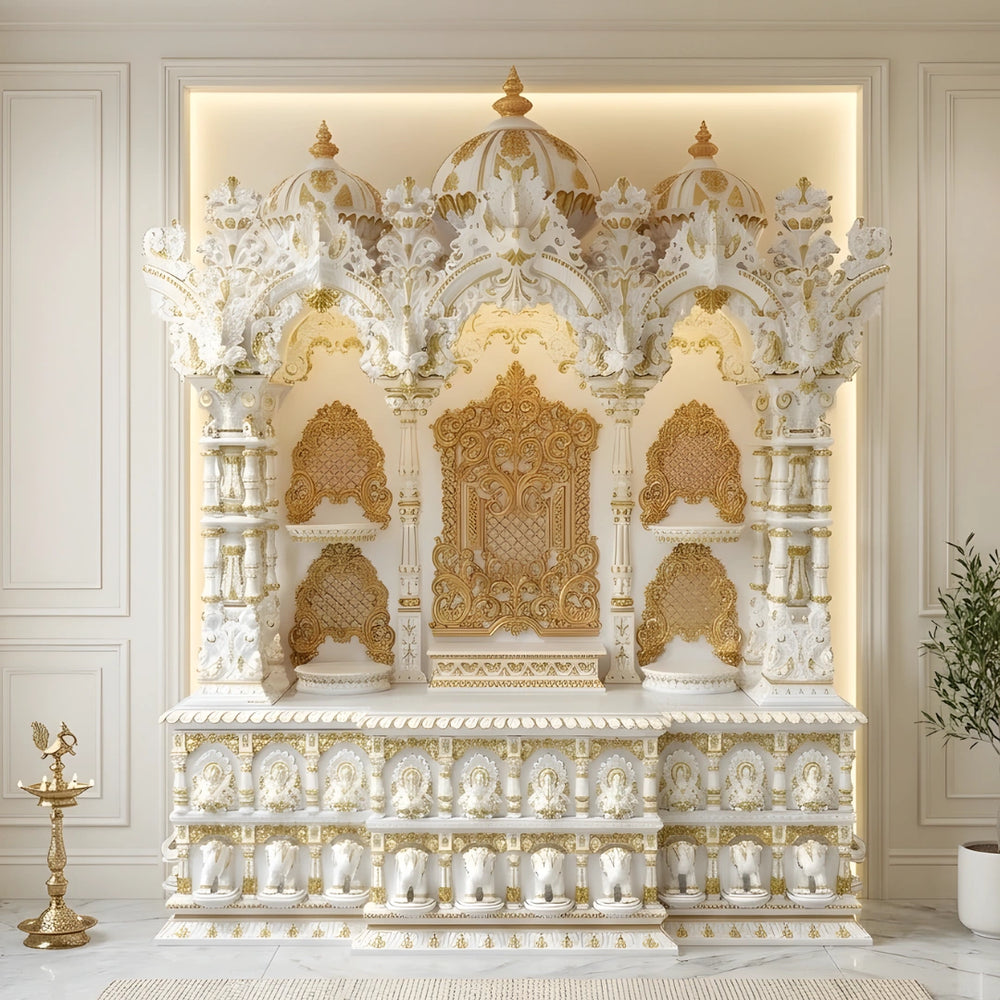 Thirumal Teak Wood Mandap (White Gold) lifetyle view