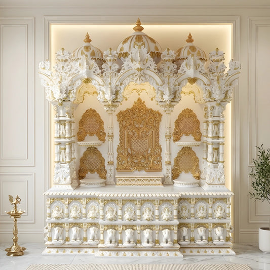  Thirumal Teak Wood Mandap (White Gold) lifetyle view