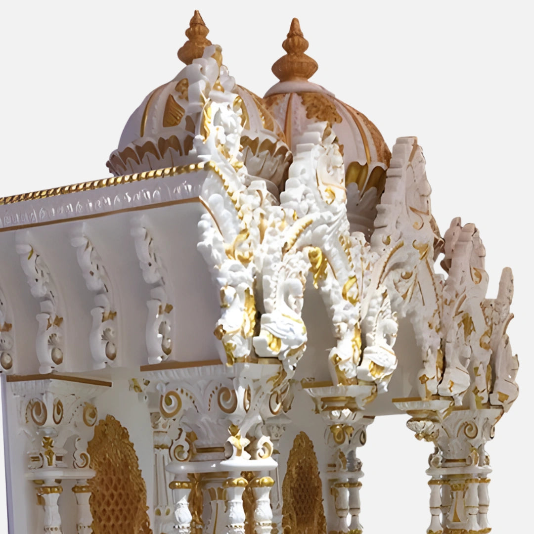 Thirumal Teak Wood Mandap (White Gold) side carving