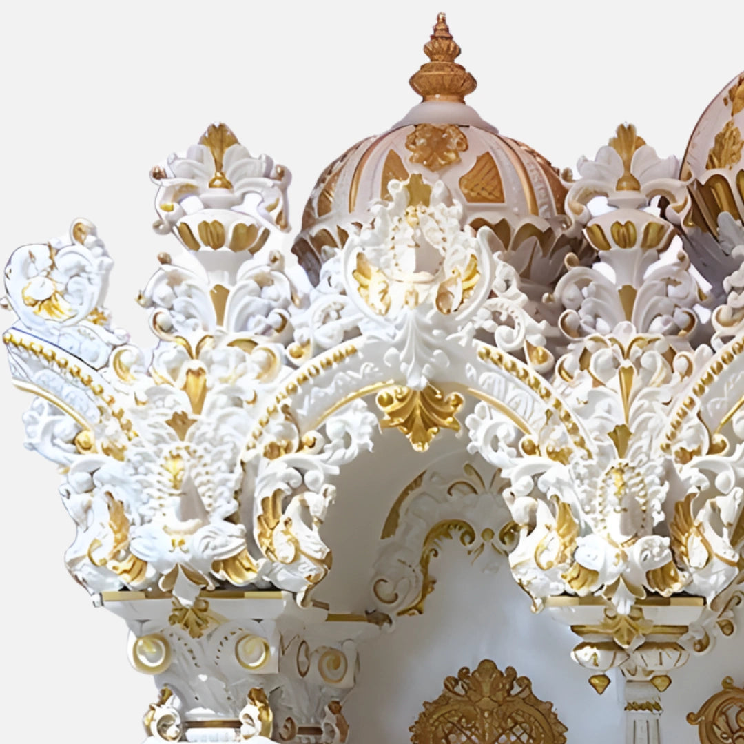 Thirumal Teak Wood Mandap (White Gold) side dome design 