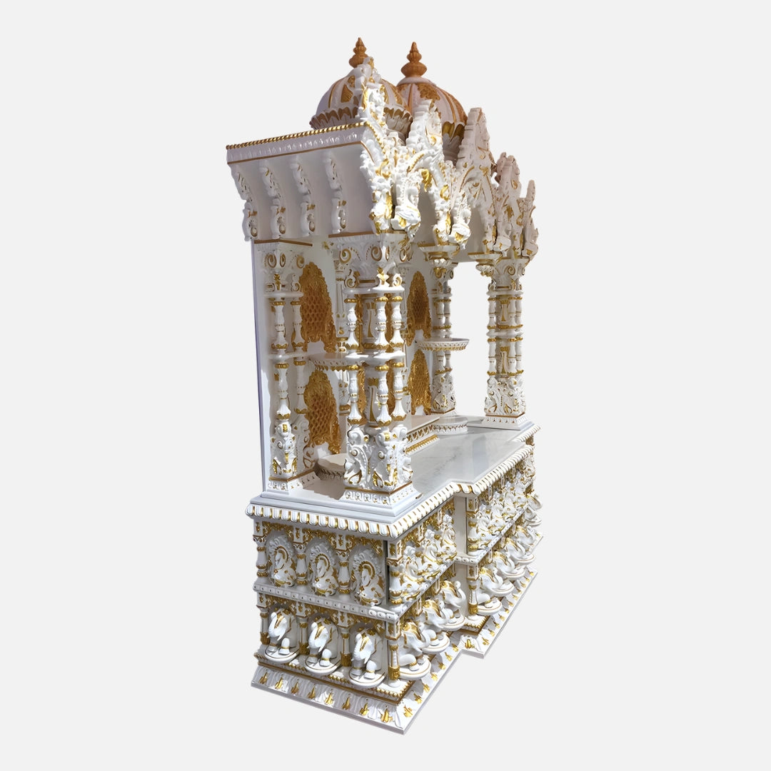 Thirumal Teak Wood Mandap (White Gold) side view