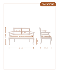 Toledo Solid Wood Love Sofa (Teak) dimensions