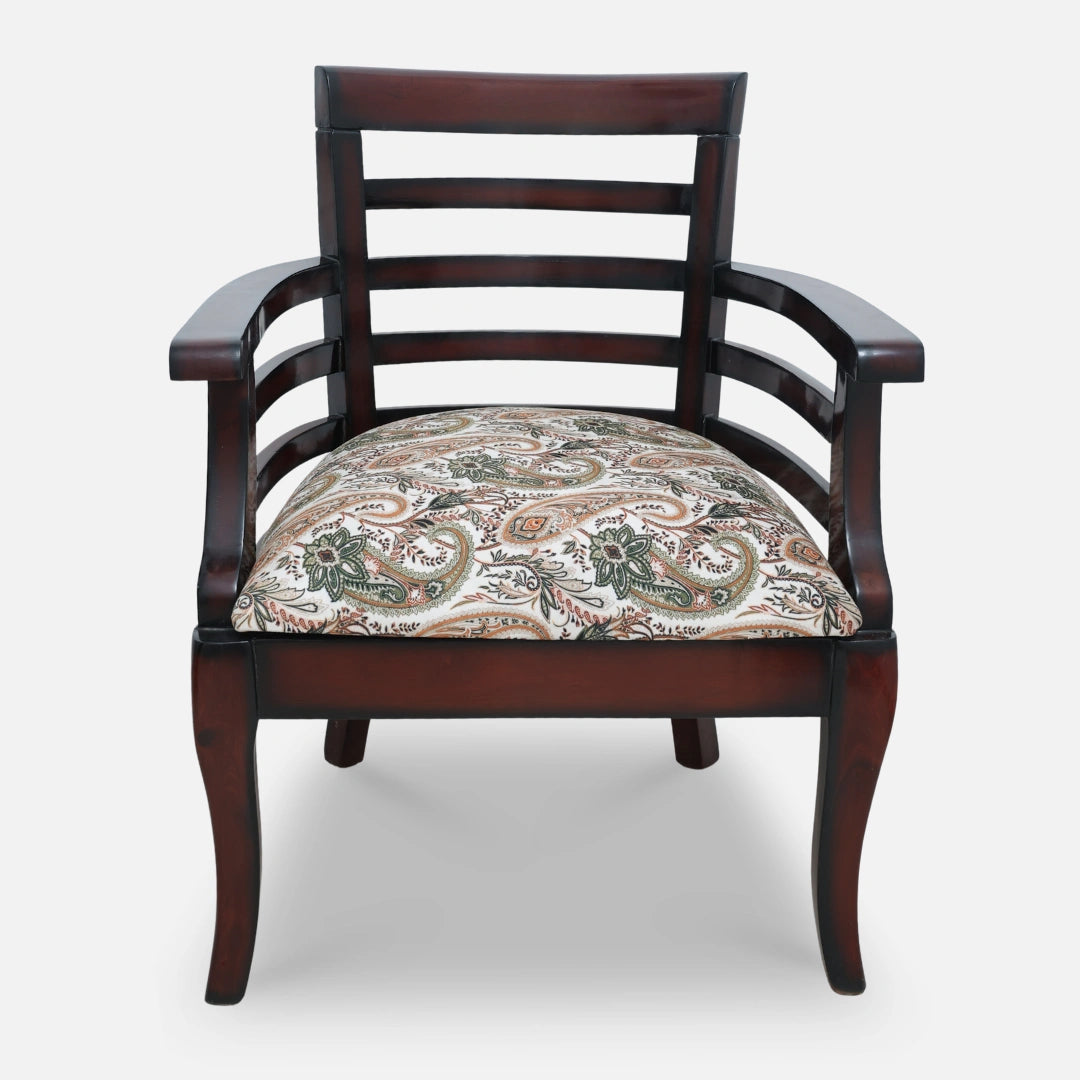 Toledo Teak Wood Arm Chair (Brown) front view 
