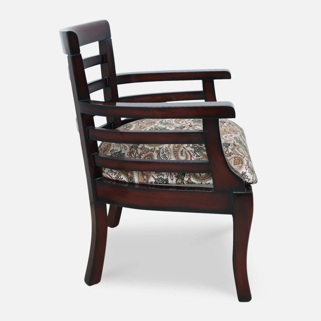Toledo Teak Wood Arm Chair (Brown) side view 