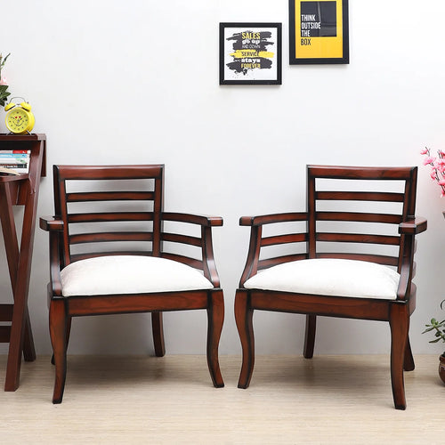 Toledo Teak Wood Arm Chairs (Brown Silver)