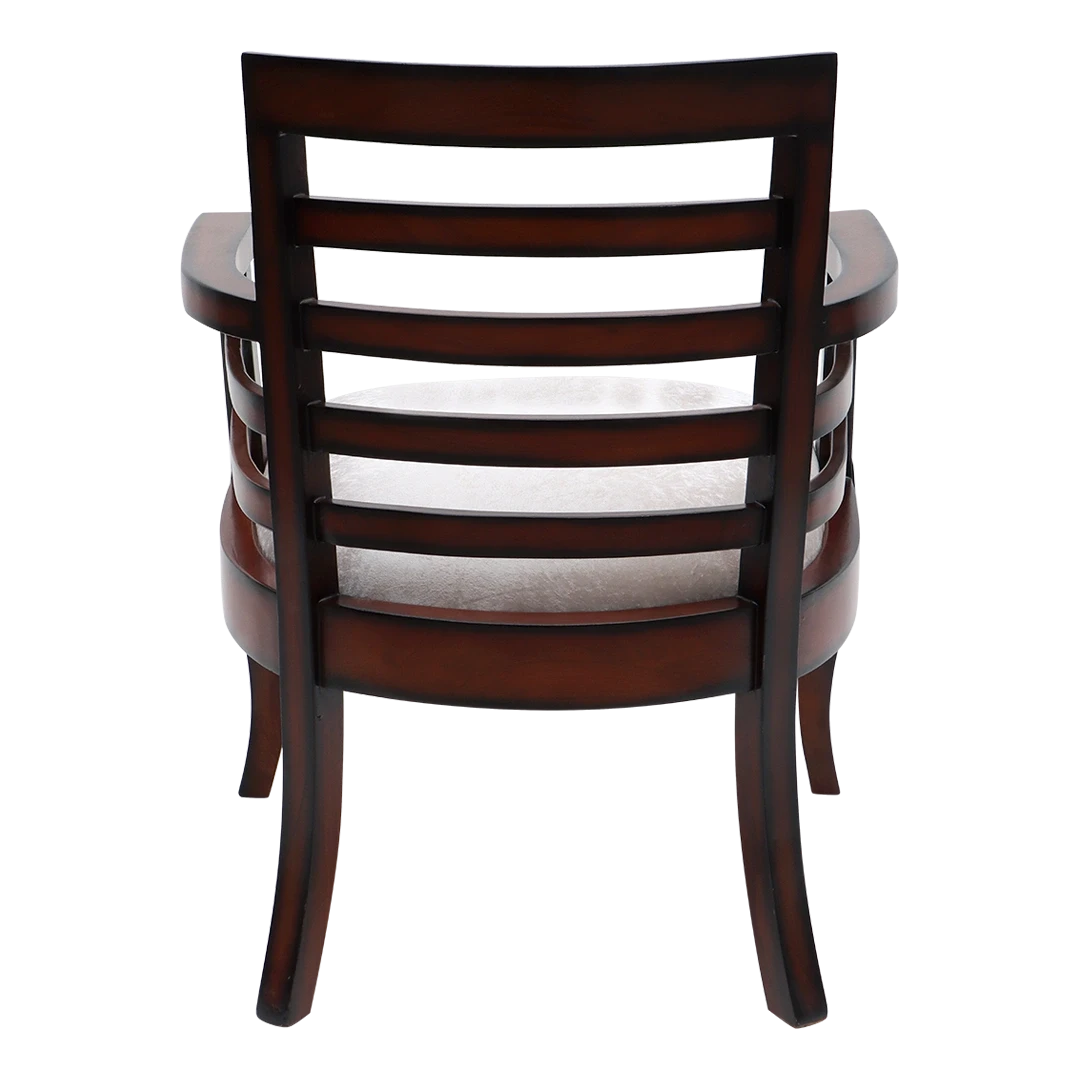 Toledo Teak Wood Arm Chair in Brown Silver color back view