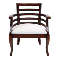 Toledo Teak Wood Arm Chair in Brown Silver color front view