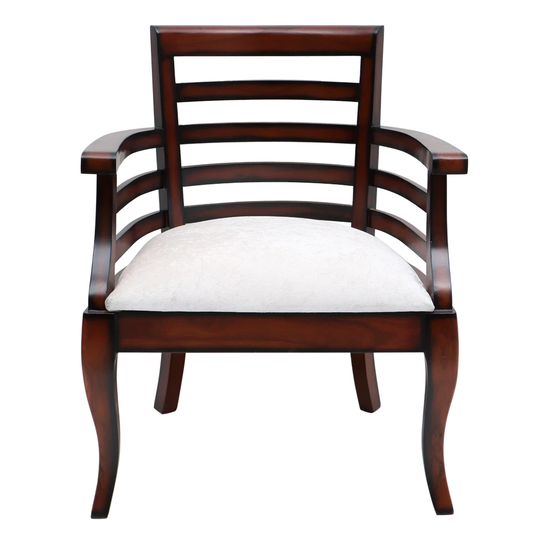 Toledo Teak Wood Arm Chair in Brown Silver color front view