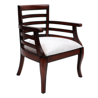 Toledo Teak Wood Arm Chair in Brown Silver color 45° side view