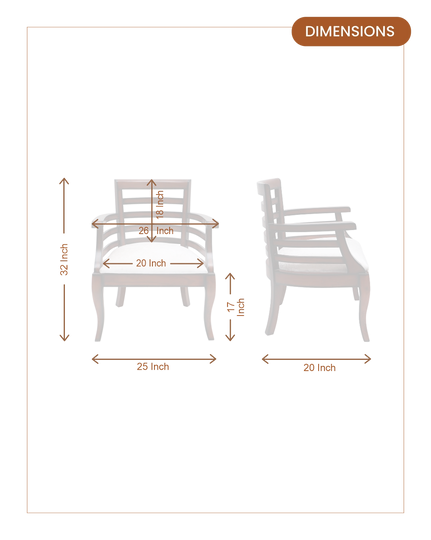 Toledo Teak Wood Arm Chairs (Brown Silver)