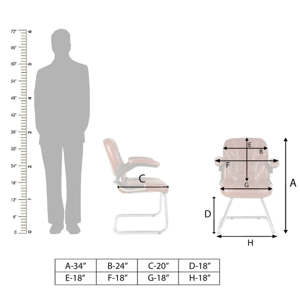Torin Visitor Chair with Armrest (Brown) Dimensions