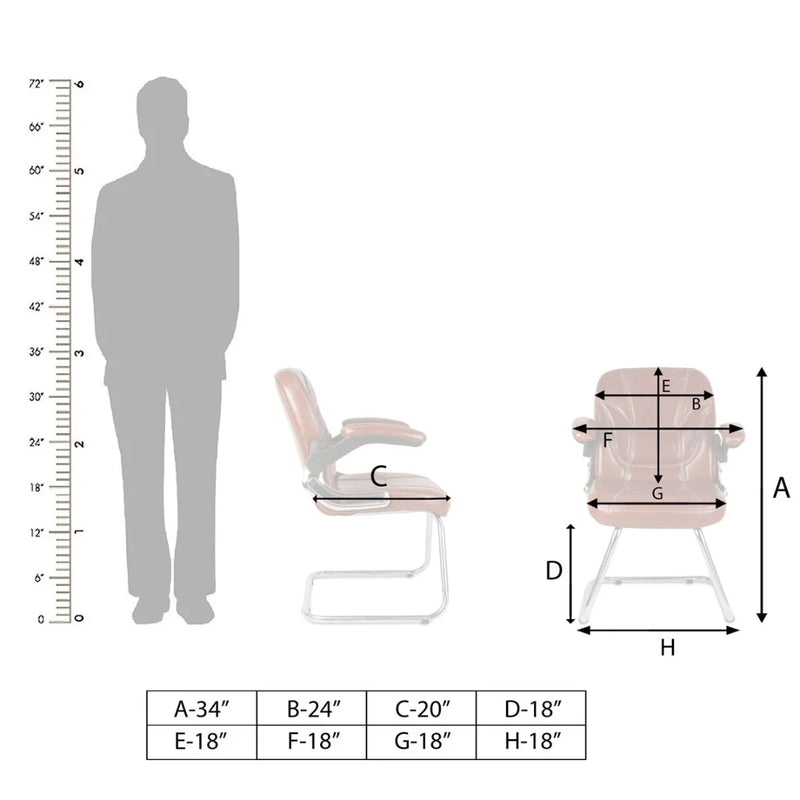 Torin Visitor Chair with Armrest (Brown) Dimensions