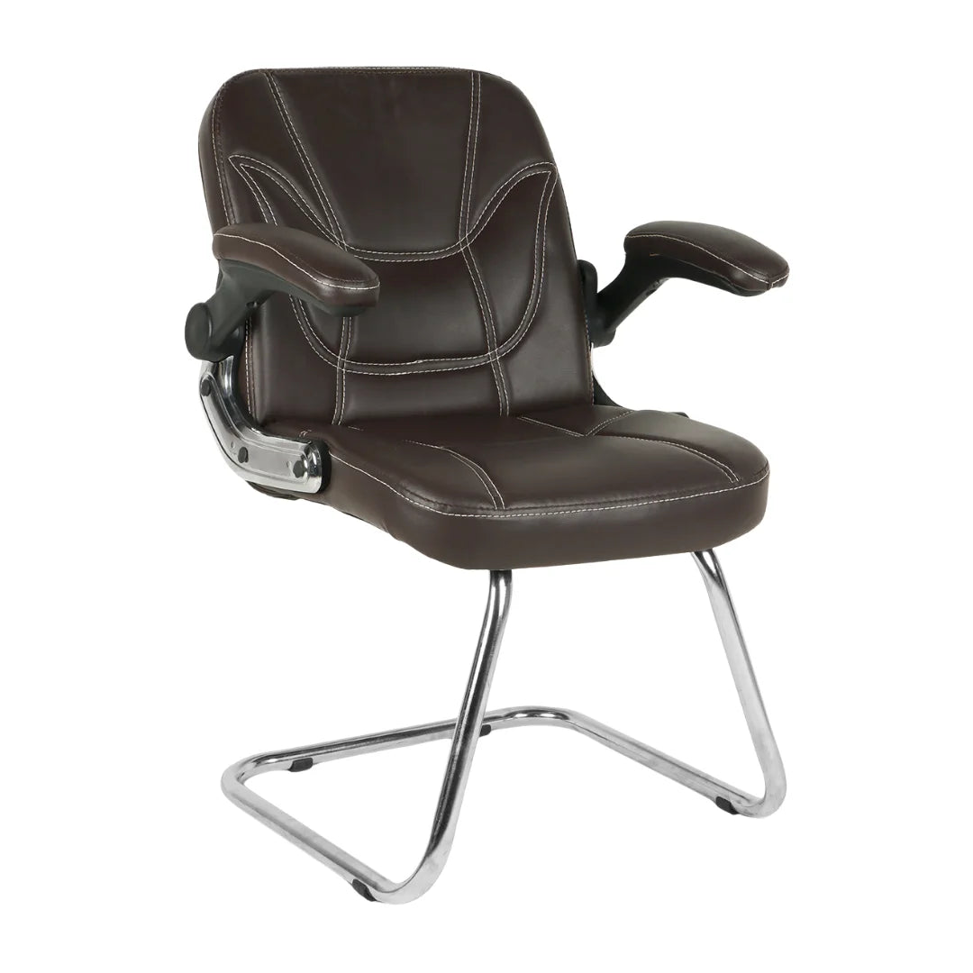 Torin Visitor Chair with Armrest (Dark Brown) side angle