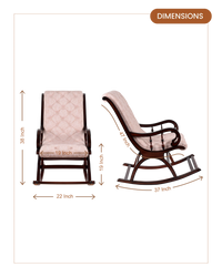 Touffy Fabric Upholstered Teak Wood Rocking Chair (Brown Ivory dimensions