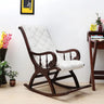 Touffy Fabric Upholstered Teak Wood Rocking Chair (Brown-Silver)