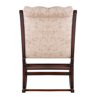 Touffy Fabric Upholstered Teak Wood Rocking Chair (Mahogany) back view