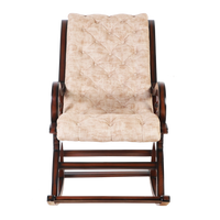 Touffy Fabric Upholstered Teak Wood Rocking Chair (Mahogany) front view