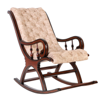 Touffy Fabric Upholstered Teak Wood Rocking Chair (Mahogany) side angle 