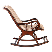 Touffy Fabric Upholstered Teak Wood Rocking Chair (Mahogany) side view