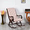 Touffy Fabric Upholstered Teak Wood Rocking Chair (Brown Ivory lifestyel view