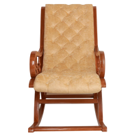 Touffy Fabric Upholstered Teak Wood Rocking Chair Teak gold