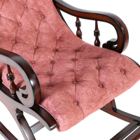 Touffy Fabric Upholstered Teak Wood Rocking Chair in Brown Burgundy color zoom view cushion