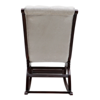 Touffy Fabric Upholstered Teak Wood Rocking Chair in Brown-Silver color back view