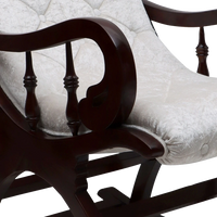 Touffy Fabric Upholstered Teak Wood Rocking Chair in Brown-Silver color zoom view