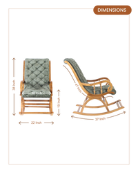 Touffy Fabric Upholstered Teak Woo Rocking Chair Teak Green dimensions