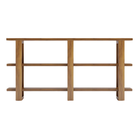 Trestle Wood Book Shelf (Teak) front view