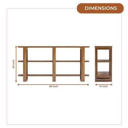 Trestle Wood Book Shelf (Teak) dimensions