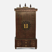 Trikalash Teak Wood Mandap (Brown) front view 