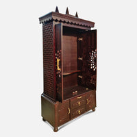 Trikalash Teak Wood Mandap (Brown)open door side angle 