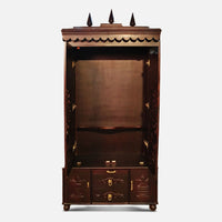 Trikalash Teak Wood Mandap (Brown) open door view