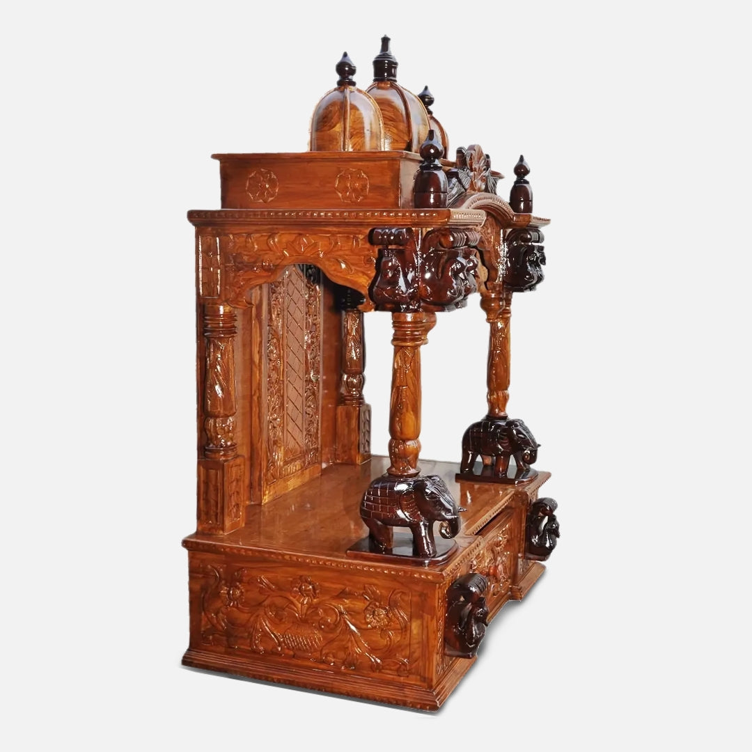Triveni Teak Wood Mandap (Teak) side angle