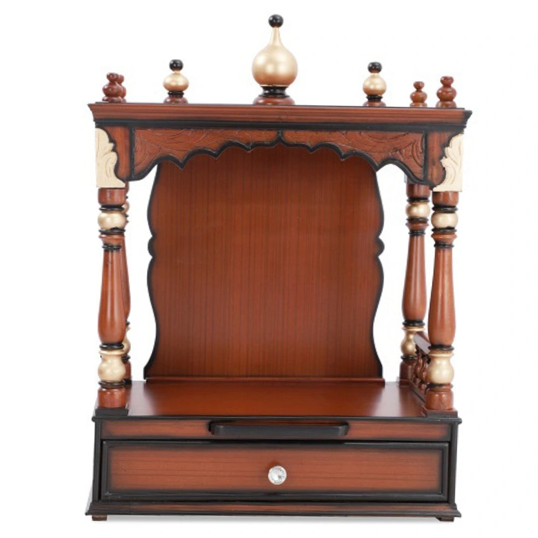 Vaibhavraj Teak Wood Mandir (Brown)