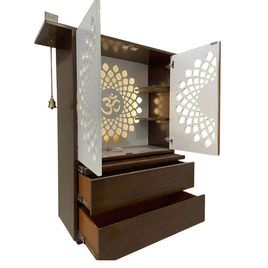 Alokya  Teak Wood Mandir (Brown)