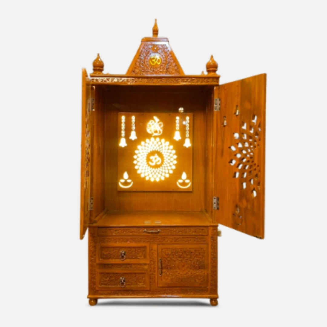 Ujjvala Teak Wood Mandap (Teak) open door front view