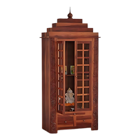 Upasana Sheesham Wood Mandir (Teak) open door side angle