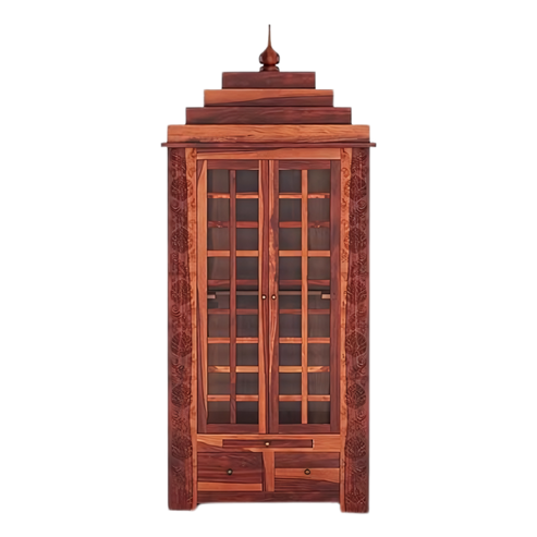 Upasana Teak Wood Mandir with Door - Teak