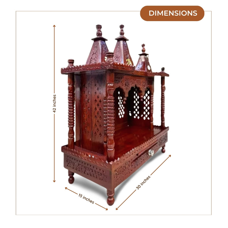 Utsav Teak Wood Mandir (Brown) dimensions 