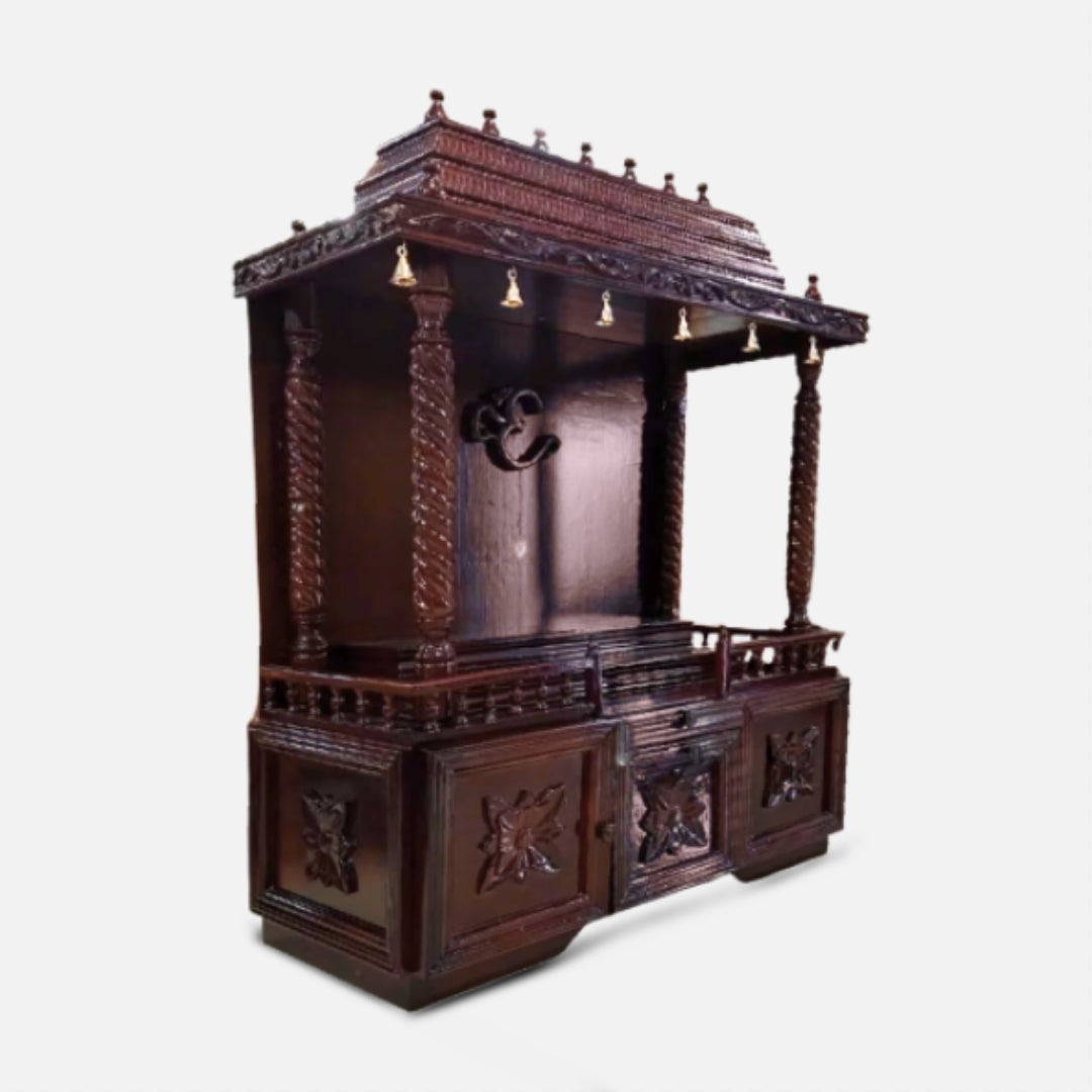 Vaibhav Teak Wood Mandap (Brown) side angle 