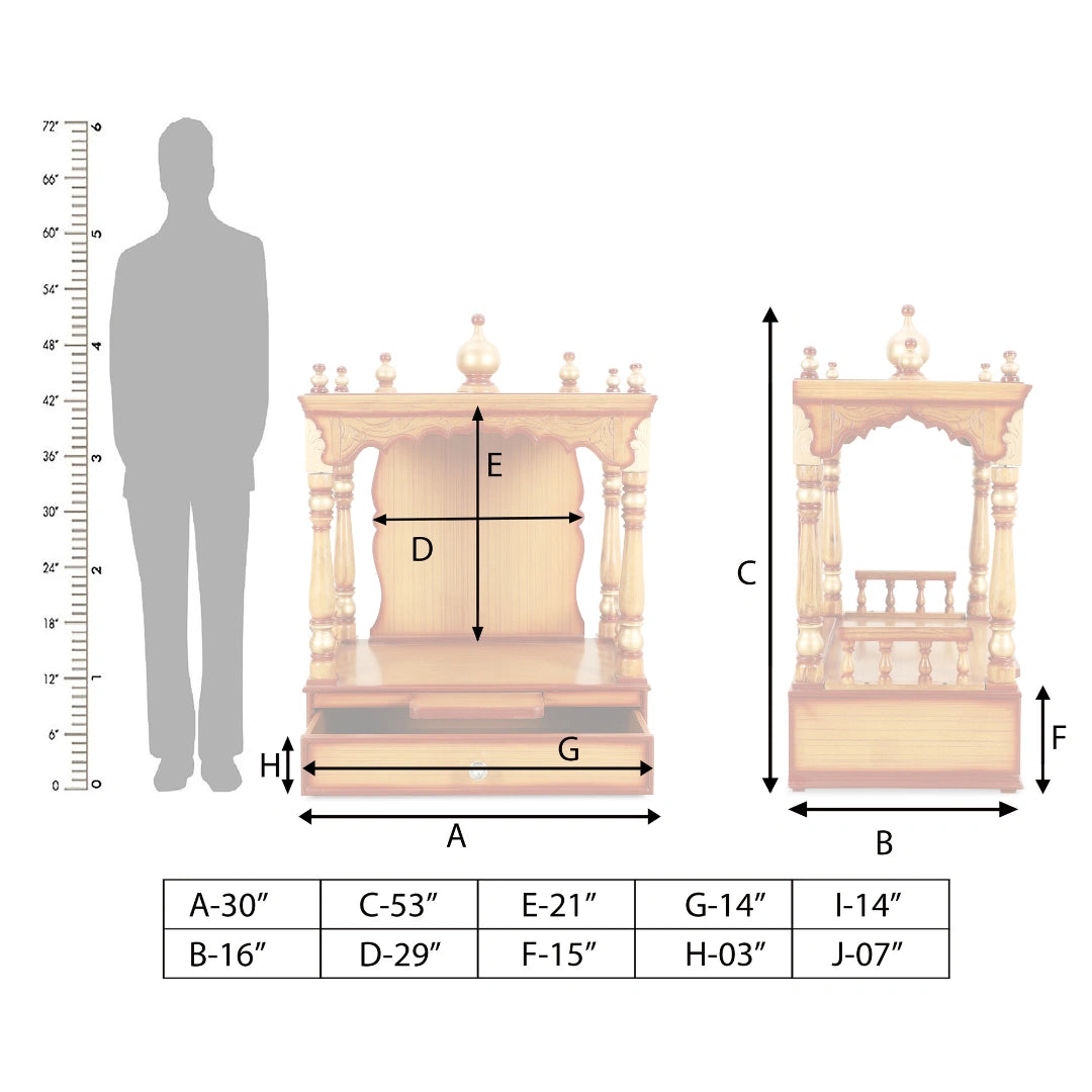Vaibhavraj Teak Wood Mandir (Teak) dimensions 