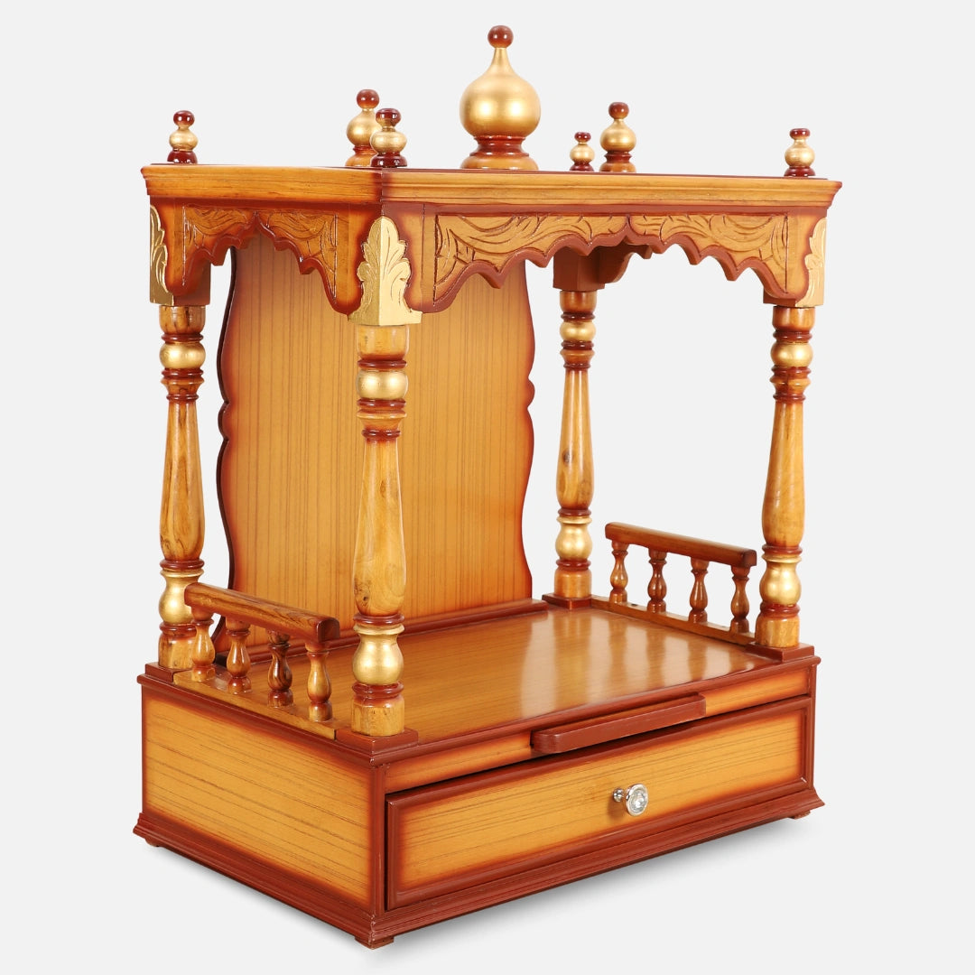 Vaibhavraj Teak Wood Mandir (Teak) side angle 