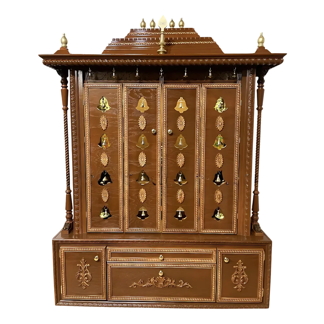 Vaidik Teak Wood Mandap Brown with Door