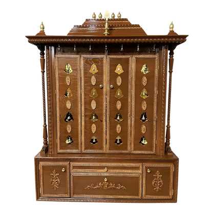 Vaidik Teak Wood Mandap (Brown) front view